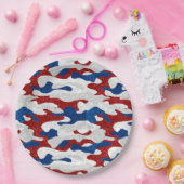 Amerikaanse Camo 4 juli Glitter Papieren Bordje (Feest)