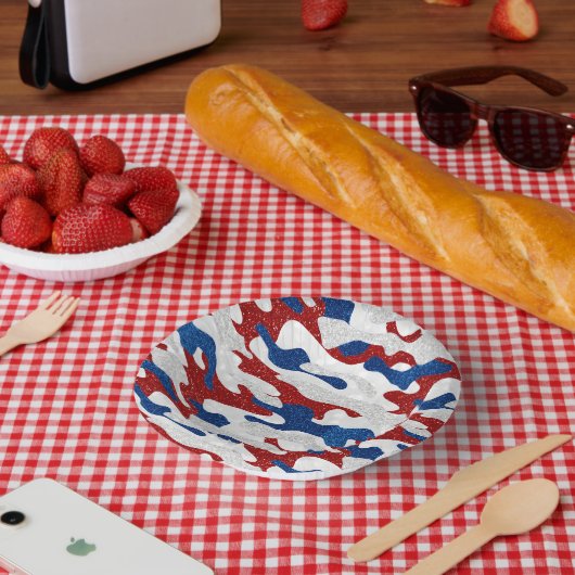 Amerikaanse Camo 4 juli glitter Papieren Kommen (Picknick)