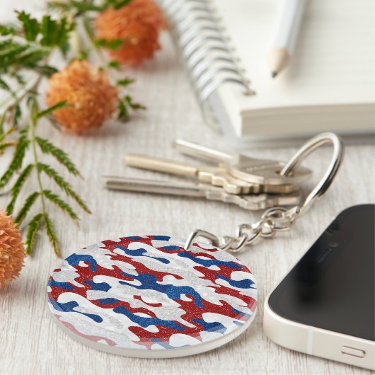 Amerikaanse Camo 4 juli Glitter Sleutelhanger (Voorkant Rechts)