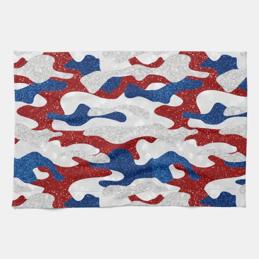Amerikaanse Camo 4 juli Glitter Theedoek (Horizontaal)