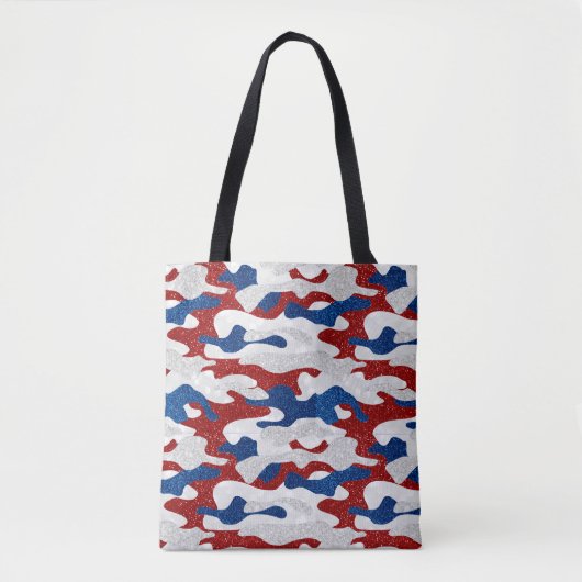 Amerikaanse Camo 4 juli Glitter Tote Bag (Voorkant)