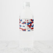 Amerikaanse Camo 4 juli Glitter Waterfles Etiket (Achterkant)