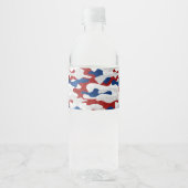Amerikaanse Camo 4 juli Glitter Waterfles Etiket (Voorkant)