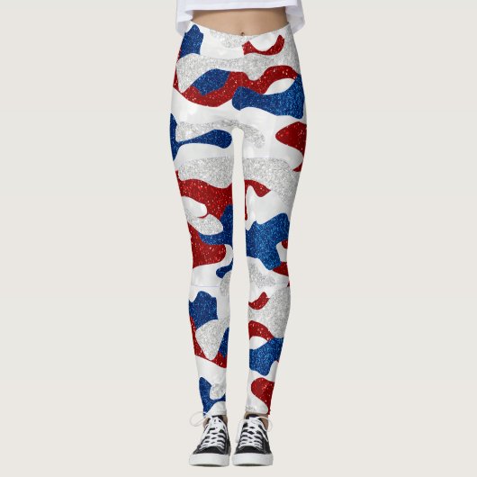 Amerikaanse Camo 4 juli glitters Leggings (Voorkant)