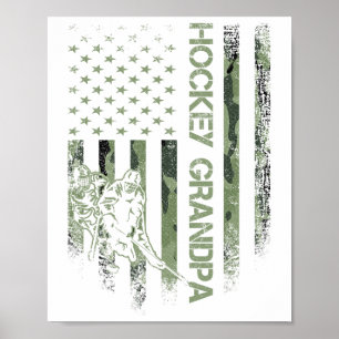 -Amerikaanse Camo Flag Proud Hockey Grandpa Si Poster