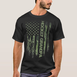 -Amerikaanse Camo Flag Proud Hockey Grandpa Si T-shirt