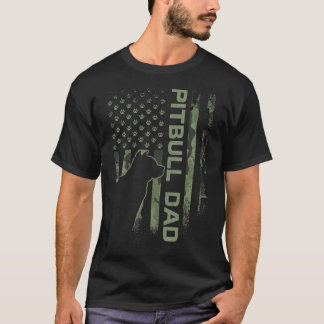 Amerikaanse Camo Flag Proud Pitbull Dog Dad Pittie T-shirt
