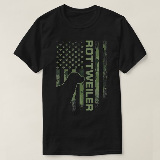 Amerikaanse Camo Flag Rottweiler Rottie S T-shirt (Design voorkant)