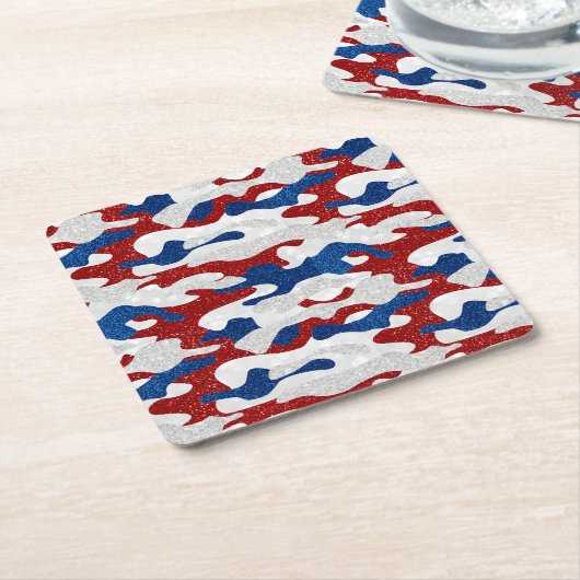 Amerikaanse Camo Juli 4de Glitter Kartonnen Onderzetters (Schuin)