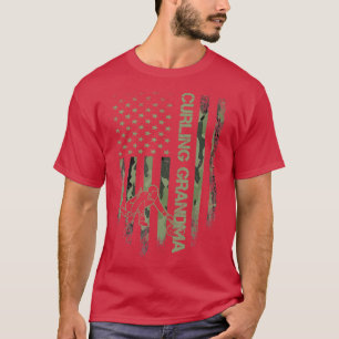 Amerikaanse Camo vlag Trotse Curling Oma Curler T-shirt