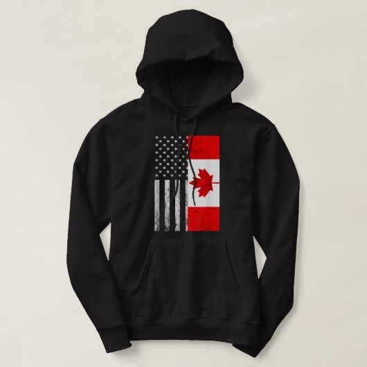 Amerikaanse Canadese  vlaggen Hoodie (Design voorkant)