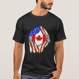 Amerikaanse Canadese vlaggen kunnen Canadese winke T-shirt