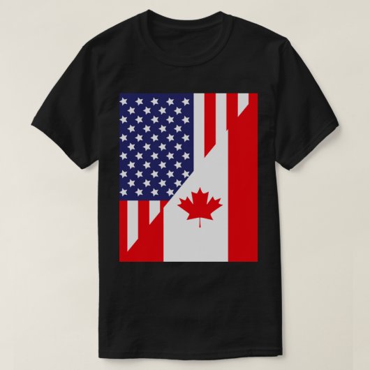Amerikaanse Canadese vriendschap Amerikaanse vlag  T-shirt (Design voorkant)
