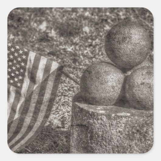 Amerikaanse Cannon Balls Vierkante Sticker (Voorkant)