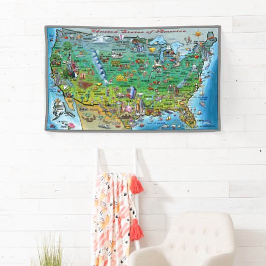 Amerikaanse Cartoon Map Banner (Insitu)