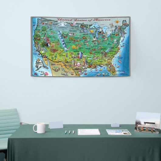 Amerikaanse Cartoon Map Banner (Beurs)