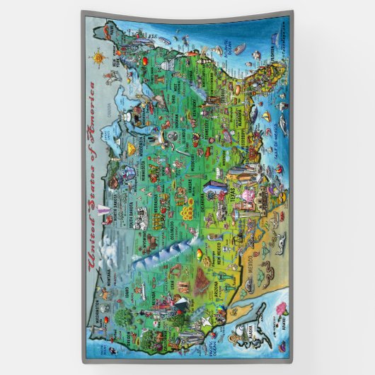 Amerikaanse Cartoon Map Banner (Verticaal)