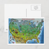 Amerikaanse Cartoon Map Briefkaart (Voorkant / Achterkant)