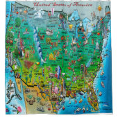 Amerikaanse Cartoon Map Douchegordijn (Voorkant)