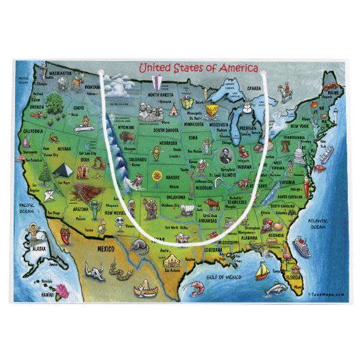 Amerikaanse Cartoon Map Groot Cadeauzakje (Voorkant)