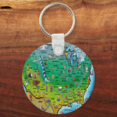 Amerikaanse Cartoon Map Sleutelhanger (Voorkant)