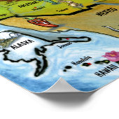Amerikaanse Cartoon Map Small Poster (Hoek)