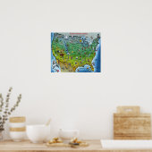 Amerikaanse Cartoon Map Small Poster (Keuken)