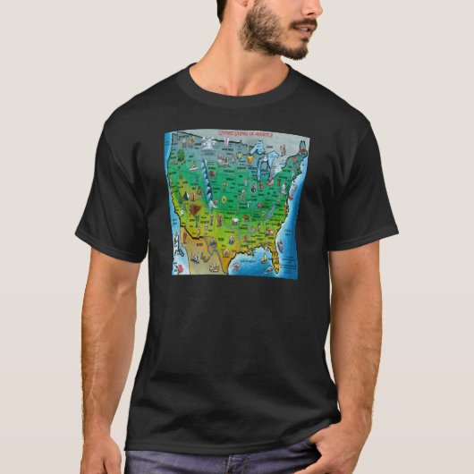 Amerikaanse Cartoon Map T-shirt (Voorkant)