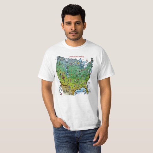 Amerikaanse Cartoon Map T-shirt (Voorkant volledig)