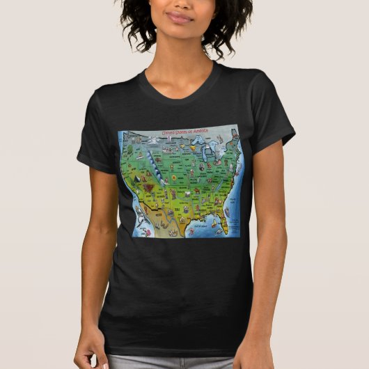 Amerikaanse Cartoon Map T-shirt (Voorkant)