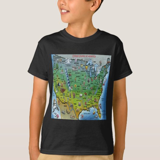 Amerikaanse Cartoon Map T-shirt (Voorkant)