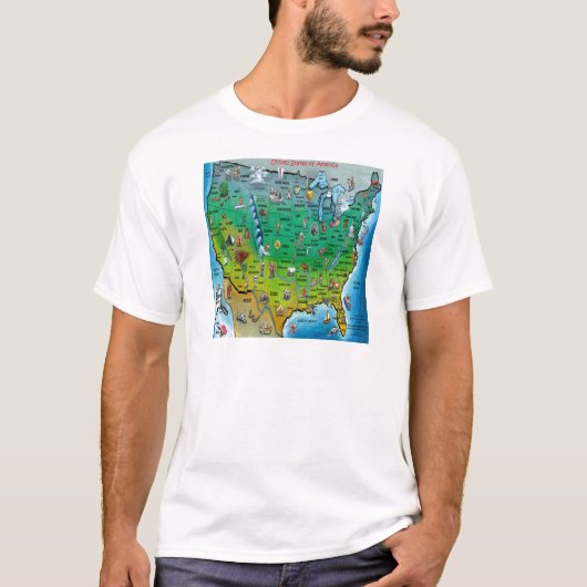 Amerikaanse Cartoon Map T-shirt (Voorkant)