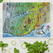 Amerikaanse Cartoon Map Theedoek (Gevouwen)