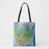 Amerikaanse Cartoon Map Tote Bag (Voorkant)
