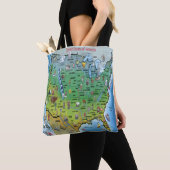 Amerikaanse Cartoon Map Tote Bag (Dichtbij)