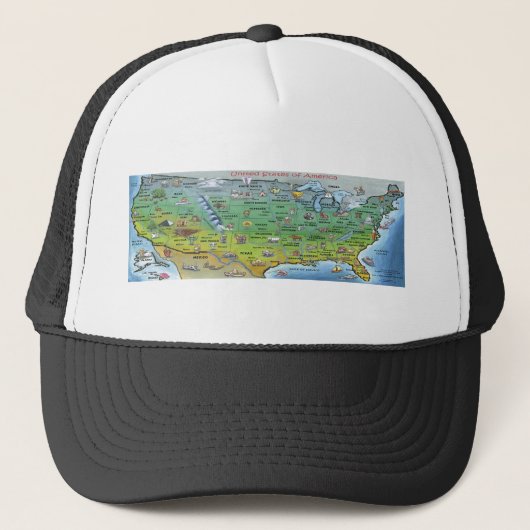 Amerikaanse Cartoon Map Trucker Pet (Voorkant)