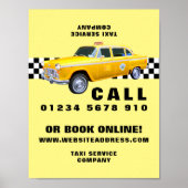 Amerikaanse Cartoon stijl gele taxi Adverteren Poster (Voorkant)