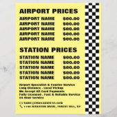 Amerikaanse Cartoonstijl Gele Taxi met Prijslijst Flyer (Achterkant)