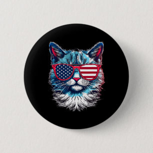 Amerikaanse Cat Sungles Vlag 4 juli Cat Grap Ronde Button 5,7 Cm