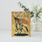 Amerikaanse cavalerie soldaat rijden paardenvlag v briefkaart (Staand voorkant)