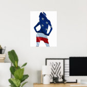 Amerikaanse cheerleader op elke kleur poster (Thuiskantoor)