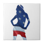 Amerikaanse cheerleader op elke kleur tegeltje (Voorkant)