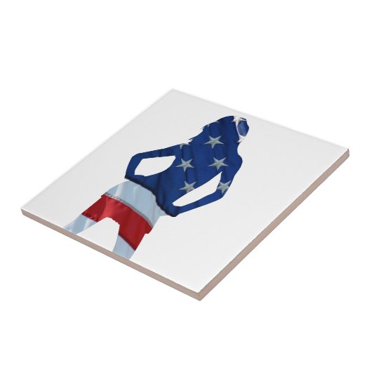 Amerikaanse cheerleader op elke kleur tegeltje (Zijkant)
