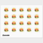 Amerikaanse cheeseburger ronde sticker (Vel)