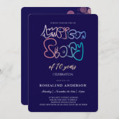 Amerikaanse Chic Navy Blue Foto van Birthday Kaart (Voorkant / Achterkant)