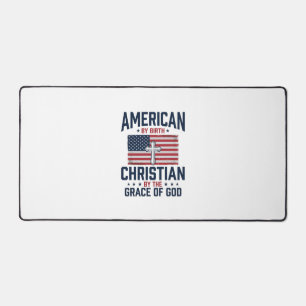 Amerikaanse Christelijke Vlag Kruis Vintage T-shir Bureaumat