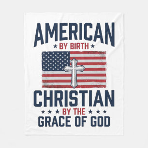 Amerikaanse Christelijke Vlag Kruis Vintage T-shir Fleece Deken