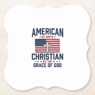 Amerikaanse Christelijke Vlag Kruis Vintage T-shir Kartonnen Onderzetters
