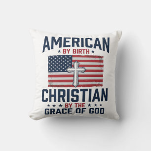 Amerikaanse Christelijke Vlag Kruis Vintage T-shir Kussen