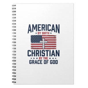 Amerikaanse Christelijke Vlag Kruis Vintage T-shir Notitieboek